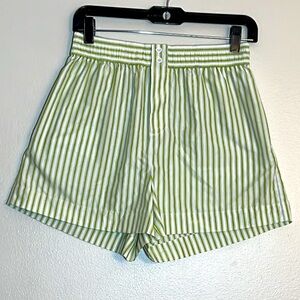 Matthew Adams Dolan Giada Green Blue White Stripe Boyfriend Boxer Shorts 4